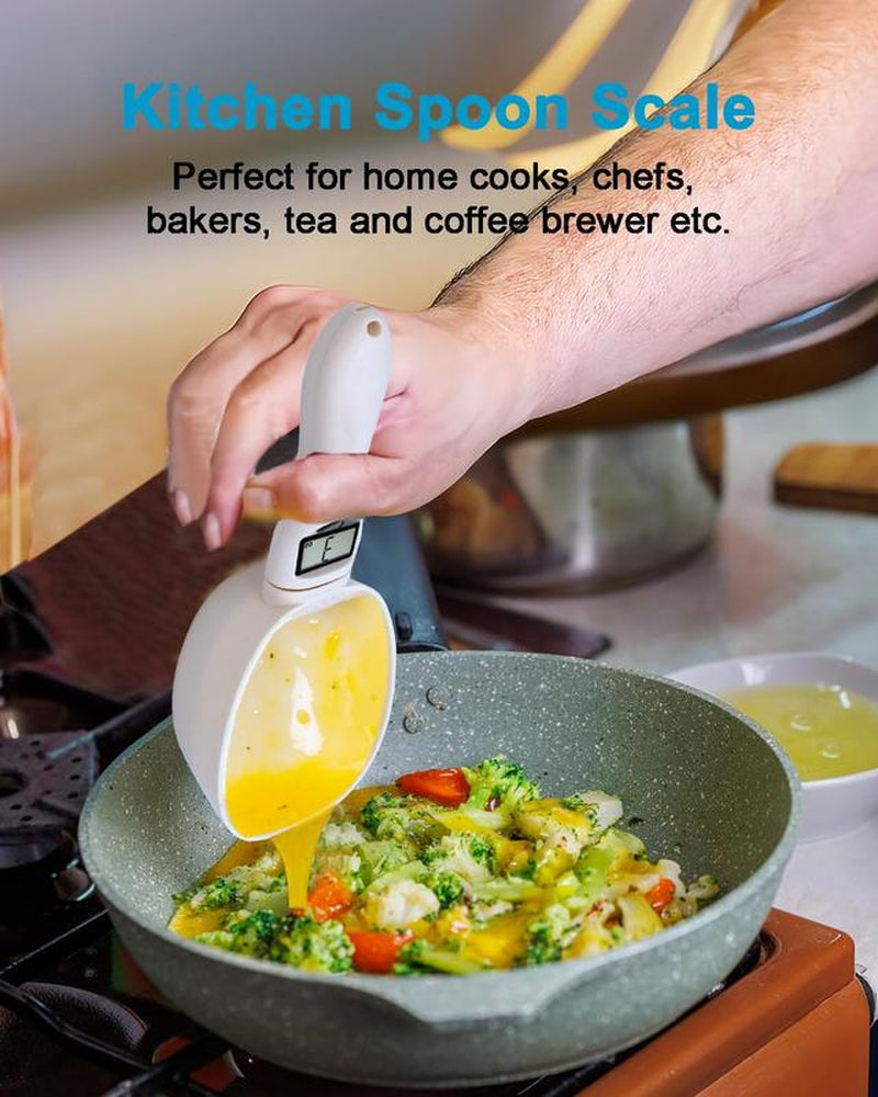 Digital Food Measuring Scoop Scale - Electronic Kitchen Measuring Spoon Scale for Cooking Baking - Smart Adjustable Measure Cup for Home Cooks Bakers Chefs Pet Owners