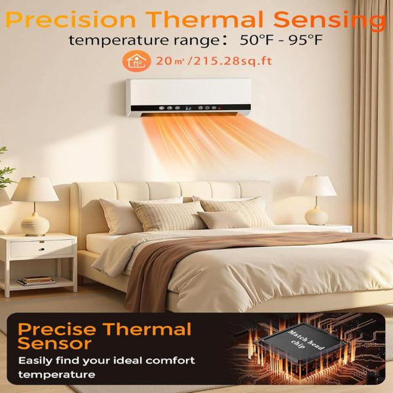 Wall Heater for Bathroom, 1500W Wall Mount Electric Heater with Remote Control, 24-Hour Timer, Weekly Timers, Easy to Mount for Bedroom, Office, and Home