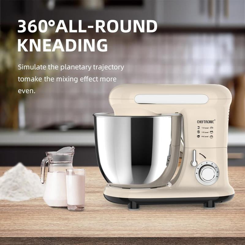 Cheftronic Kitchen Stand Mixer, 4.5 Qt Tilt-Head Electric Household Stand Mixer with Dough Hook, Multifunctional Kitchen Stand up Mixer with Whisk, Food Beater & Butter Beater