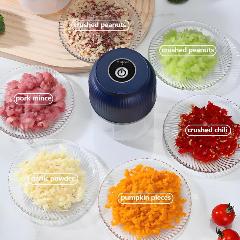Electric Garlic Chopper, Mini Portable Veggie Chopper, Garlic Grinder Masher Onion Grinder, Blender to Vegetable, Wireless Food Processor for Ginger, Chili, Fruit, Meat, Etc