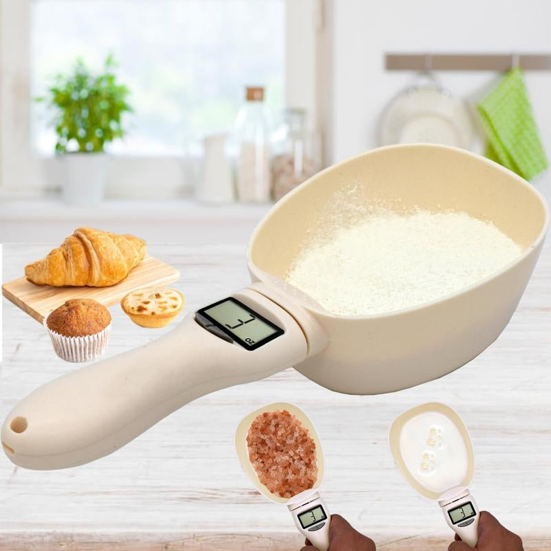 Digital Food Measuring Scoop Scale - Electronic Kitchen Measuring Spoon Scale for Cooking Baking - Smart Adjustable Measure Cup for Home Cooks Bakers Chefs Pet Owners